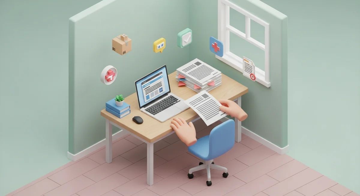 A stylized desk with documents and symbolic icons representing legitimate reasons for contract cancellation.
